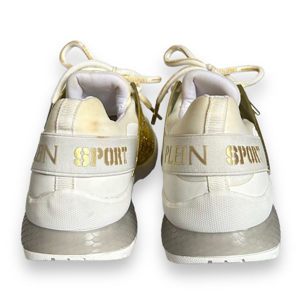 Plein Sport Gold Metallic Lace Up Shoes White Size 37/7 - Picture 8 of 16